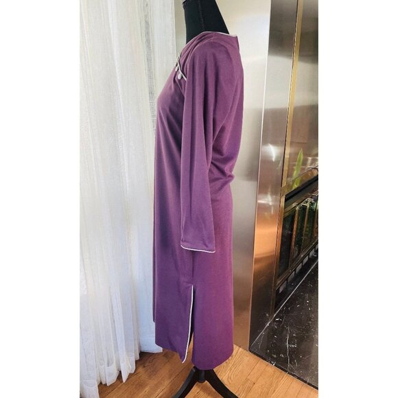 Vintage 1970s dress, purple, grey, A line, long sleeves, Mr Edwards, 8/10 (M) - Picture 5 of 10